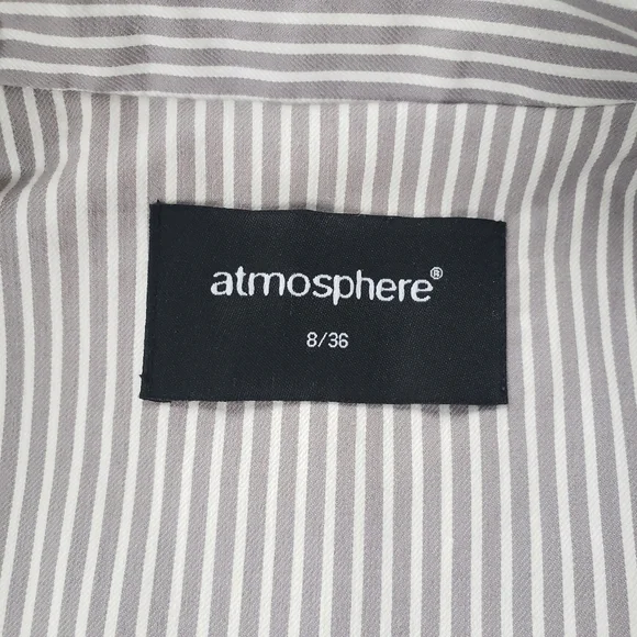 Atmosphere Grey and White Stripe Trench Coat Size 2-4 - Picture 9 of 16